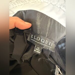Eloquii Black Satin-y Shine Leggings Size 14